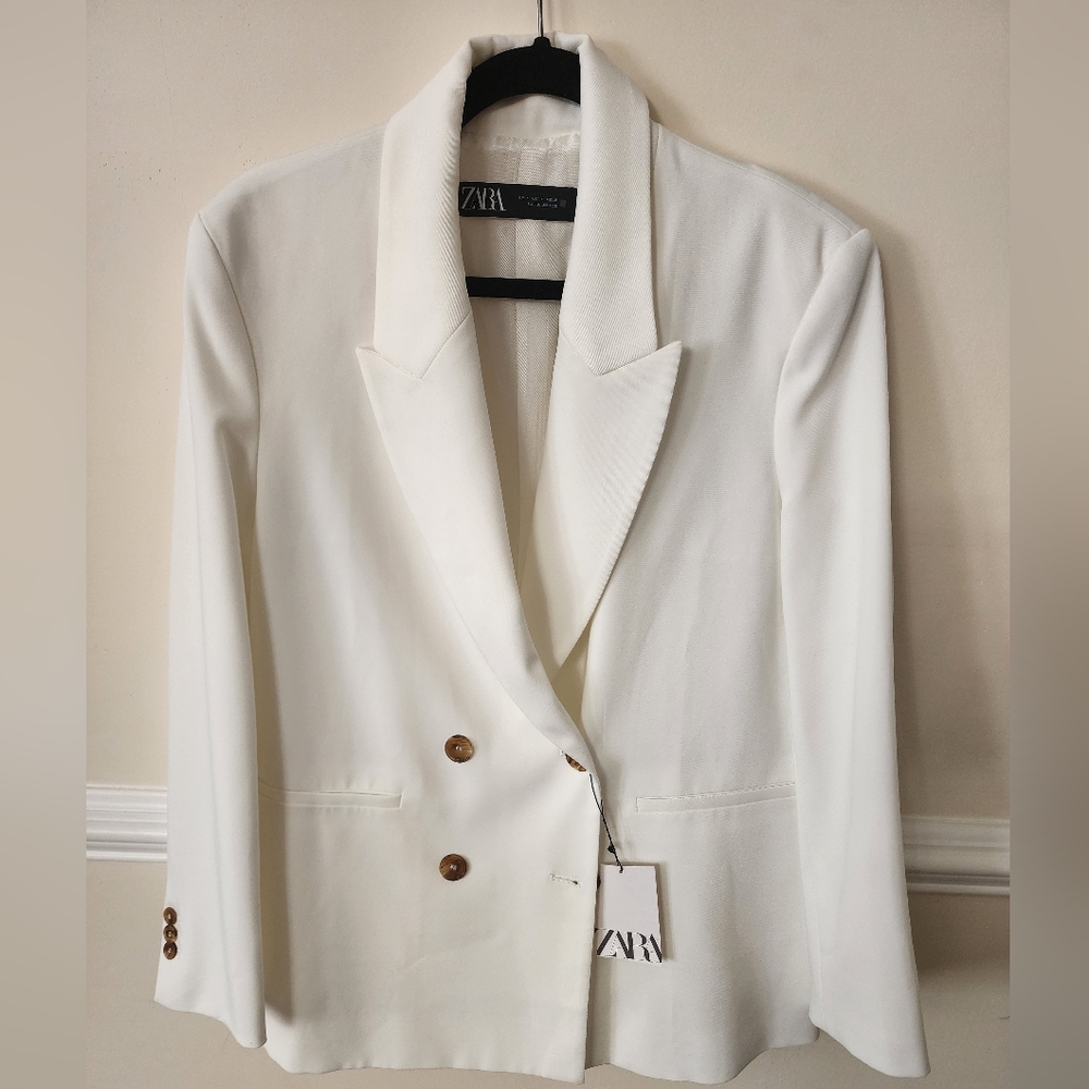 Zara White tailored a double-breasted blazer Womans US Size S